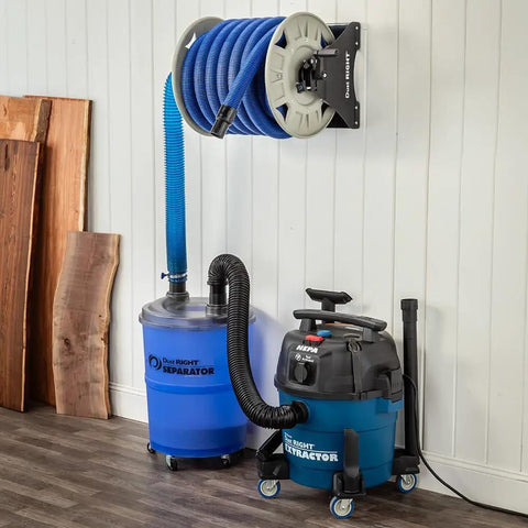 9 Gallon HEPA Dust Collector Auto Starts With Your Power Tools, Heavy Duty Portable Shop Vacuum with blue hose and filter system