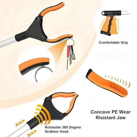 32 Inch Reacher Tool With Lightweight Grabber Ergonomic Handle 360 Degree Rotating Jaw And Magnetic Tip Three And A Half Inch Wide Claw Opening Long Arm Extension For Seniors Great Trash Picker And Hard To Reach Item Grabber