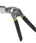 Manual Metal Bender Tool With Straight Jaw, Hand Seamer for bending metal, featuring black grips and anti-slip jaws for DIY pros