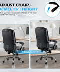 Massaging Office Chair With Foot Rest And Heat, 6 Point Vibration, Ergonomic Big And Tall Desk Chair, adjustable height settings