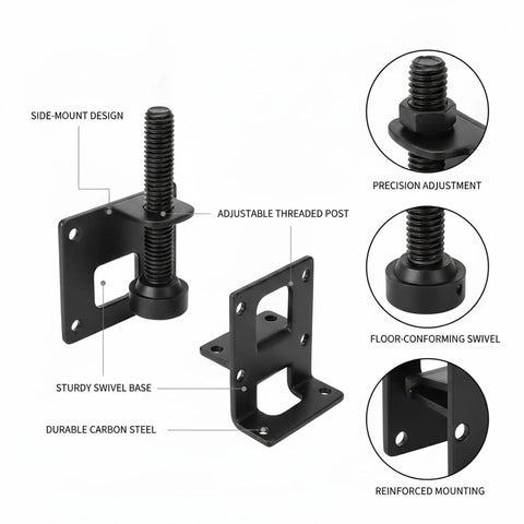 Heavy Duty Adjustable Cabinet Leveling Feet For Side Mount Wardrobes On Uneven Floors Carbon Steel Levelers with threaded post