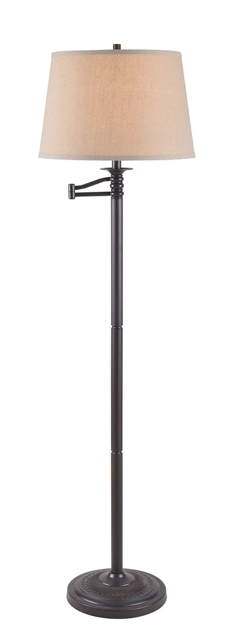 Riverside Copper Bronze Swing Arm Floor Lamp With Cozy Warm Glow Oatmeal Drum Shade Adjustable 24 Inch Swing Arm Classic Traditional Style 59 Inch Tall Reading Lamp For Living Room Or Bedroom