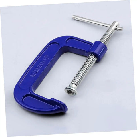 Built Tough 4 Inch Woodworking G Clamp With Quick Release C Clamp for desk mounting, featuring swiveling pad and ball joint.