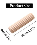 48 Pcs Wood Dowel Pins 8 Mm By 30 Mm And 0.3125 Inch By 1.18 Inch Fluted Beveled Ends Dowels For Shelf Support And Woodworking Projects