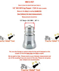 Hydraulic Quick Coupling Pressure Relief Tool For Half Inch Pioneer Ag Poppet Style Fittings ISO 7241 A 5675 Compatible Kubota John Deere And Other Compact Tractors Easy Hookup Pro Grade Performance with measurement guide