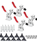 Beefy T Track Knob Kit With 10 Thru Hole Knobs And 1/4-20 Hex Bolts And Washers Plus Four Quick Release Horizontal Toggle Clamps