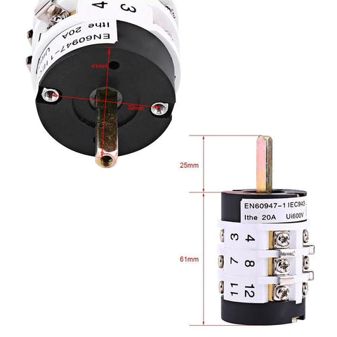 Keenso tire changer switch, white rotary dial with numbered scale and metal shaft for 110V 20A car tire changer