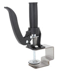 No Sweat Quick Release Drawer Installation Jig With Heavy Duty Press Clamp And Non Slip Grip Pads For Perfect Cabinet Alignment close-up of press clamp tool.