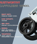 Close-up of 8 Inch Scaffolding Wheels Set Of 4 Heavy Duty Locking Casters highlighting durable rubber and corrosion-resistant zinc coating.