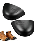 Rugged Steel Toe Covers For Boots And Shoes, Tough-As-Nails Toe Caps, Removable Metal Toe Inserts For Work Boots shown next to boots