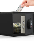 Open Kids Mini Safe Cash Box With Coin And Bill Slot Keypad And Key Lock USB Backup DIY Stickers Kid Friendly Black Macaron Finish