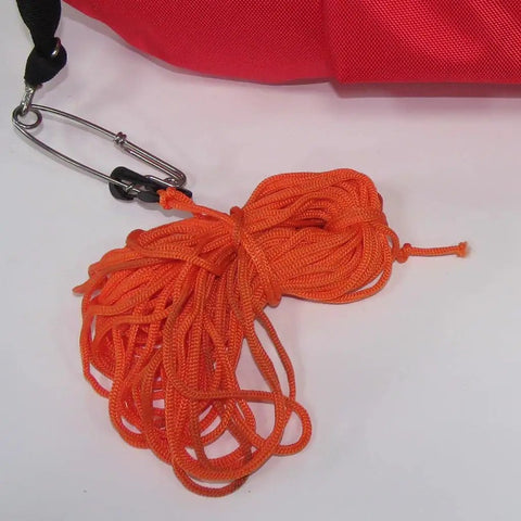 Orange 25m nylon line of Spearfishing Torpedo Buoy With High Visibility Flag, PVC Bladder, Rugged Hydrodynamic Float for Scuba and Snorkeling.