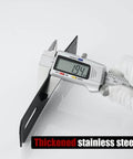 Digital caliper measuring 1.9 mm thickness on 5 Inch Door Hasp Latch Lock In 304 Stainless Steel Matte Black With 1.9 Mm Thickness
