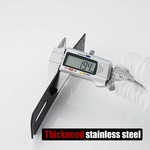 Digital caliper measuring 1.9 mm thickness on 5 Inch Door Hasp Latch Lock In 304 Stainless Steel Matte Black With 1.9 Mm Thickness