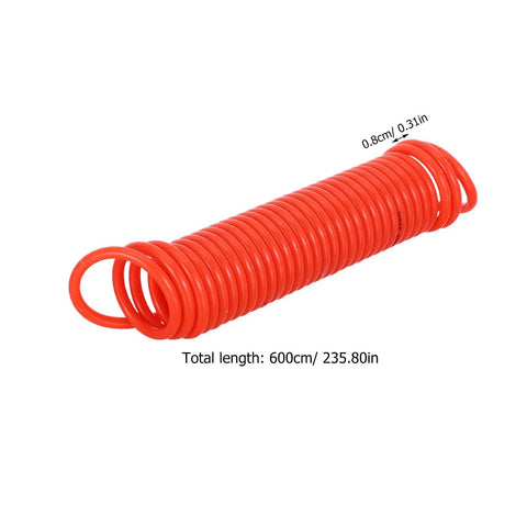 Rad Awesome Recoil Air Compressor Hose 6 Meter 19 Point 7 Foot Retractable Spring Line With Connector For Heavy Duty Shop Use Leakproof Seal Keeps Your Setup Safe Solid Construction Makes Transport A Cinch Reliable Performance For Every Job Now red coiled hose, 6m