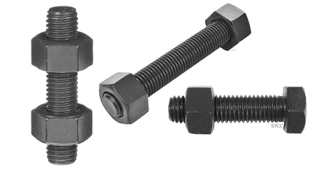 Set of four 5-inch black oxide studs with hex nuts, 1/2-13 all-thread, B7 grade