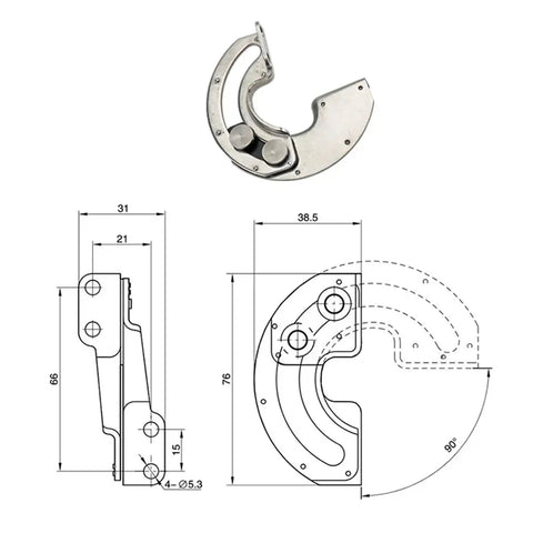 90 Degree Limit Hinge For Rotating Doors In 304 Stainless Steel Concealed Sector Slide With Precision Locking Beefy Heavy Duty Door Hardware