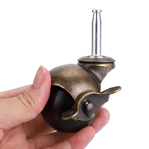 2 Inch Ball Caster With Grip Neck Stem And Brake Sockets For Furniture Set Of Four Vintage Swivel Caster Wheels For Ottoman And Coffee Table Heavy Duty Plastic And Steel Construction Each Caster Supports Up To 88 Lbs Stem Mount Five Sixteenths Inch By held in hand