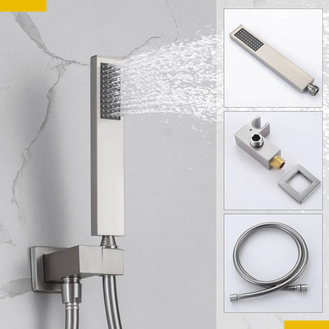 Rain Shower System With Handheld Spray, 10 Inch Wall Mounted Luxury Showerhead Set In Brushed Gold, handheld water spray