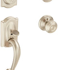 Camelot Inactive Handleset With Georgian Knob In Satin Nickel For Double Doors Dummy Door Hardware With Non Locking Trim Easy Install No Fuss With Self Aligning Screws Complements A Functional Door Handle Set Classic Style