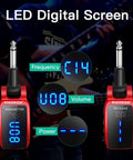 UHF Wireless Guitar System With 15 Channels, Rechargeable Transmitter And Receiver For Electric Guitars with LED Screen