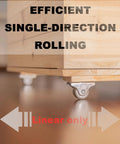 1 Inch Rigid Caster Wheels 4 Pack Non Swivel Single Direction Low Profile Silent TPE Rubber under wooden storage unit.