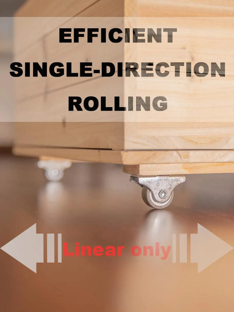1 Inch Rigid Caster Wheels 4 Pack Non Swivel Single Direction Low Profile Silent TPE Rubber under wooden storage unit.