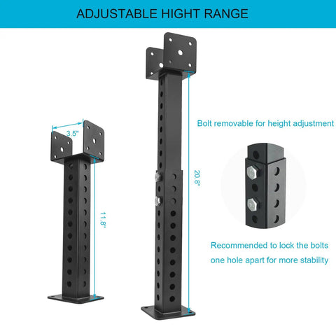 2 Pack Adjustable Roof Riser Brackets For Pergola Structures, Easy Install Height Adjustable Riser Beams And U Shaped Saddle Mounts, Fits 3-1/2 Inch Wood Posts, Black Outdoor Patio Shade Support