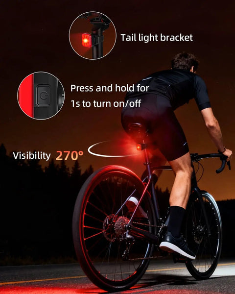 140dB Bike Horn With Front And Rear LED Light, 2-in-1 Bicycle Bell With Rechargeable Waterproof Headlight And Tail Light, 8 Plus 5 Modes For Daily Commute On Bike Scooter Ebike, Loud Alert That Gets You Seen And Heard
