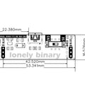 Dimensions diagram of Three Pack Breadboard Power Supply Modules 3.3V And 5V USB C Output Switchable With Overcurrent Protection