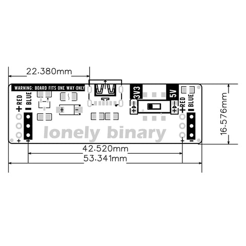 Dimensions diagram of Three Pack Breadboard Power Supply Modules 3.3V And 5V USB C Output Switchable With Overcurrent Protection