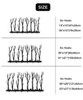 Size chart of Rustic Winter Tree Grove Metal Wall Hooks with measurements for six hook designs in various dimensions.