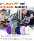 Kick Serious Shine With This 6 Inch Wool Cutting And Polishing Pad Set Hook And Loop Design Slaps Tight On 5 Inch Backing Plates For Car Paint Correction And Swirl Removal Delivers Great Bang For Buck And Smooth Buffing On Any Auto Polisher, with detailers using pads on a car.