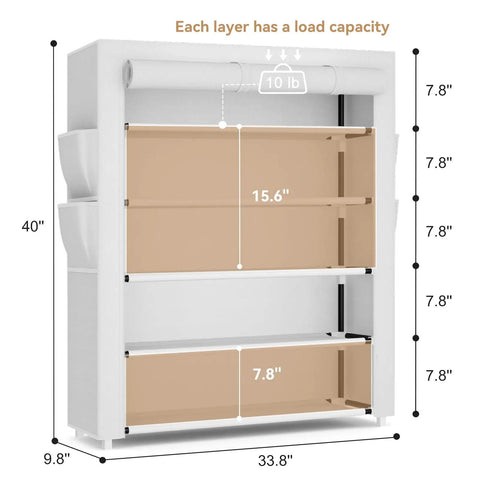 Five Tier Shoe Rack With Cover Holds 20 To 24 Pairs Of Shoes, Large Vertical Shoe Organizer For Closet Front Door Dorm Or Garage White