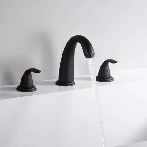 Matte Black Roman Tub Faucet With Valve Three Hole Deck Mount High Flow Tub Filler That Fills Up Fast For A Quick Bath 12.16 GPM At 60 PSI