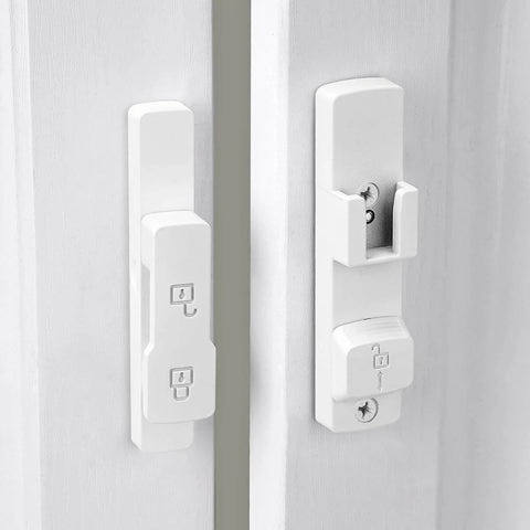 White 180 Degree Barn Door Lock With Dual Locking System And Hidden Screws Zinc Alloy Flip Gate Latch Hardware