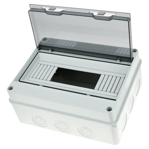 12 Way Circuit Breaker Distribution Box Waterproof IP65 Enclosure For Outdoor And Indoor Use With DIN Rail Mount PC ABS