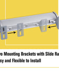 Industrial LED Tube Light For CNC Machines, 20W Uplight Work Lamp, showing mounting brackets with slide rails