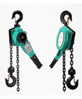 Solid 2 Ton Lever Block Hoist Trolley Chain Block with dual hooks and chains for heavy lifting job sites.