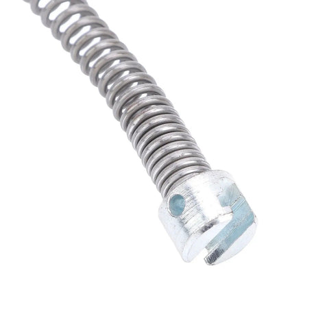 Knockout Sixteen Millimeter Drain Snake Cable For Toilet And Sink Clog Removal Rock Solid Mg Steel Construction Drill Driven end view