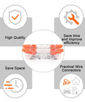 Heavy Duty Lever Wire Connectors Push In Electrical Nuts UL Certified For Secure Home Wiring Projects Quick Splice And Safe Connections That Are Totally Rad. 24 pc orange clear connectors
