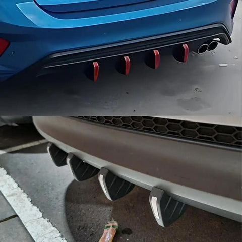 Heavy Duty Abs Rear Bumper Lip Diffuser Spoiler For Tesla Cybertruck 2023 To 2026, showing sleek rear design with four exhaust openings.