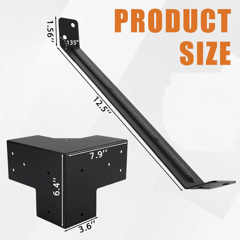 Beefed Up 4x4 Pergola Brackets Set Of 4, 3 Way Right Angle Corner Brackets For DIY Pergola Kits, 45 Degree Angle Supports For Gazebos, Patios, Outdoor Pergolas, And Log Cabins, Durable Q235B Steel With Black Powder Coat