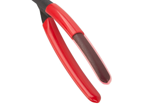 Close-up of red handles on 8 Inch End Cutting Pliers For Nails Screws Wires And Staples With Induction Hardened Blades And Overhanging Jaws