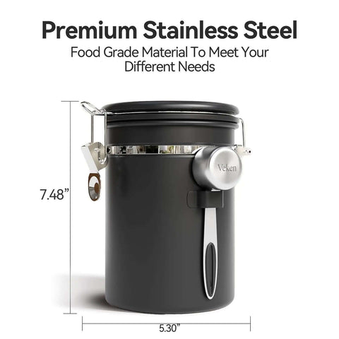 Airtight Stainless Steel Coffee Canister With Window 22 Oz Pantry Storage For Ground Coffee Beans Espresso Tea Sugar Rice Cereal