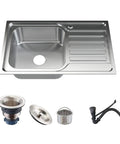 Drop In Kitchen Sink 29.5 Inch Long 17.7 Inch Wide 7.5 Inch Deep 11 Gauge 304 Stainless Steel Undermount Single Bowl With Built In Heavy Duty Workstation Top Mount Basin Includes Basket Strainer And One Faucet Hole