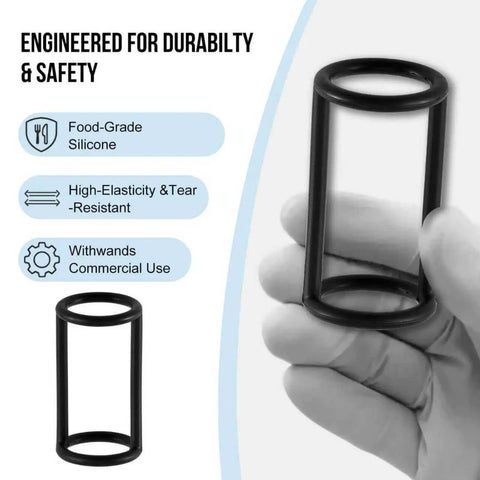 Pro Grade Silicone Sealing Ring Gasket For Soft Serve Ice Cream Makers Food Grade Rubber Seal Kit 2 Pack Leak Proof I Shaped Seal Dishwasher Safe Compatible With VEVOR, shown held by a hand with focus on the I-shaped design.