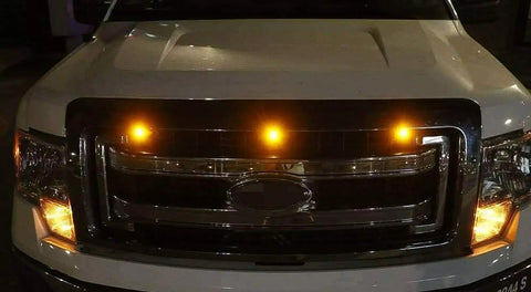 Dope Three Piece LED Front Grille Marker Lights With Projector Lens Assembly For Cars, Trucks, SUVs And Trailers, Universal 12V Fit