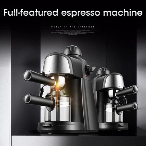 Compact Automatic Espresso Machine For Home Brewing Hot Or Iced Coffee With Built In Milk Frother And Steam Wand One Touch Dial Operation
