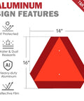 Heavy Duty Aluminum Slow Moving Vehicle Sign 14 By 16 Inches Reflective Safety Triangle Sign For Golf Carts Tractors UTVs